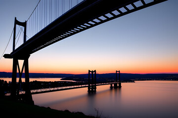 Fototapeta na wymiar Low Angle View Of Silhouette Bridge Against Sky At Dusk