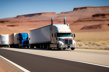 Semi Trailer Truck on an American West Route