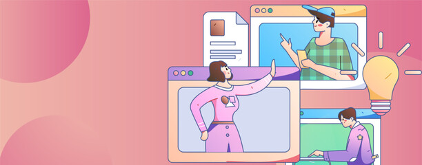 Business People Flat Vector Concept Operation Hand Drawn Illustration
