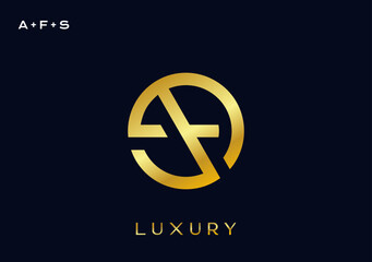 Initial A and F Luxurious circle geometric logo template