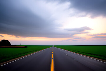 Road Amidst Field Against Cloudy Sky