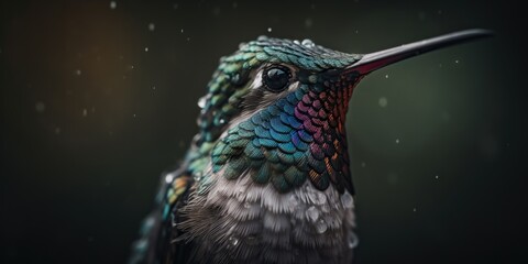 Fototapeta premium Broad-Billed Hummingbird close up. Generative AI