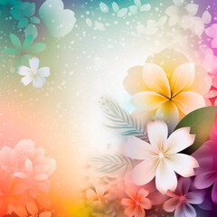 Fototapeta na wymiar spring background with colorful flowers and butterflies. High quality illustration