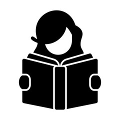 reading woman glyph style icon