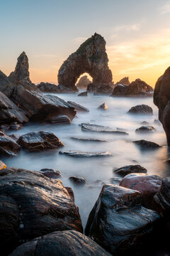 Crohy Head Sea Stack in Donegal, Ireland at sunset