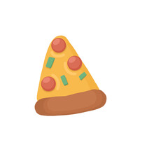 A slice of pizza with ham on.