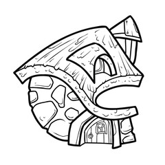 House alphabet fun and cute cartoon line art good for coloring book for children 