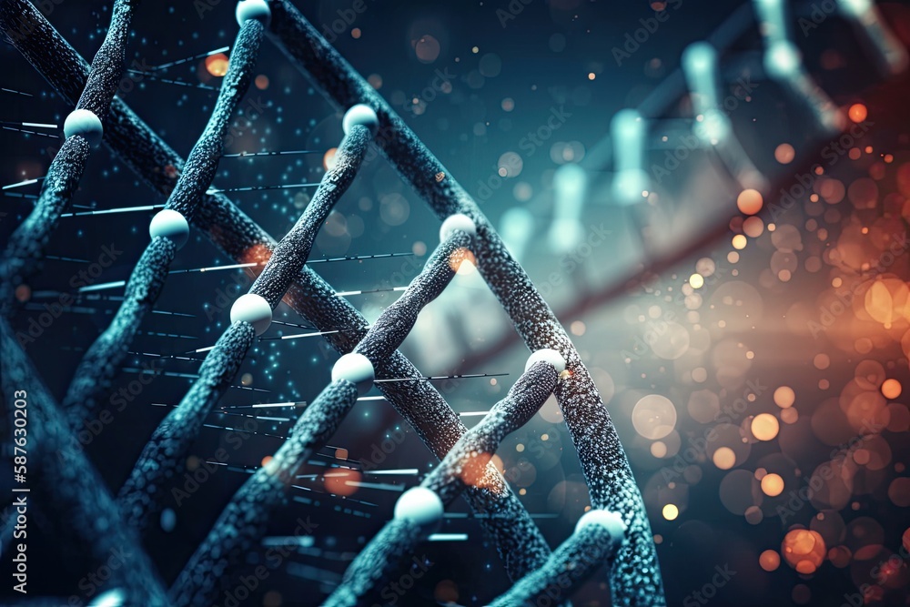 Poster close-up view of a futuristic building with blurred background. generative ai