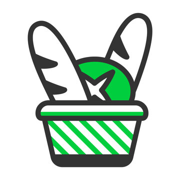 recommend clip art: bread basket filled outline colored icon