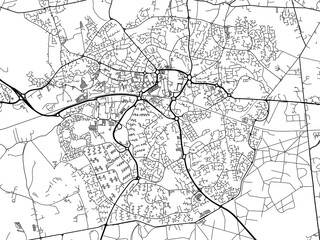 Road map of the city of  Bracknell the United Kingdom on a white background.