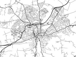 Road map of the city of  Guildford the United Kingdom on a white background.
