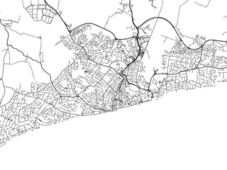 Road map of the city of  Bognor Regis the United Kingdom on a white background.