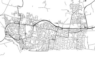 Road map of the city of  Littlehampton the United Kingdom on a white background.