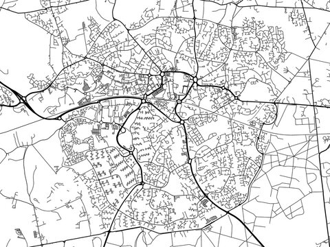Road map of the city of  Bracknell the United Kingdom on a white background.