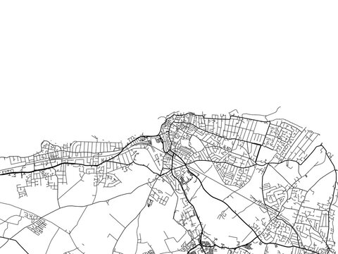 Road map of the city of  Margate the United Kingdom on a white background.