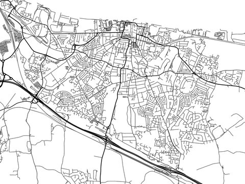 Road map of the city of  Gravesend the United Kingdom on a white background.