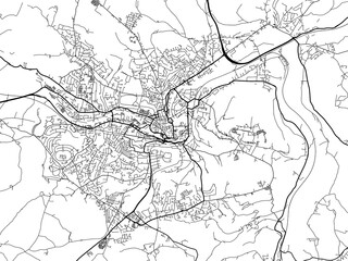 Road map of the city of  Bath the United Kingdom on a white background.