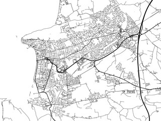 Fototapeta na wymiar Road map of the city of Weston-super-Mare the United Kingdom on a white background.