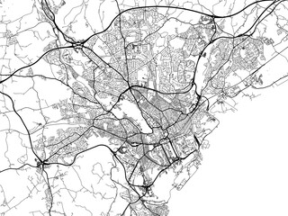 Road map of the city of  Cardiff the United Kingdom on a white background.