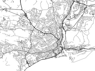 Road map of the city of  Swansea the United Kingdom on a white background.