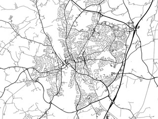 Road map of the city of  Worcester the United Kingdom on a white background.