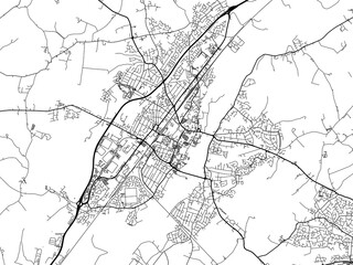 Road map of the city of  Burton-on-Trent the United Kingdom on a white background.