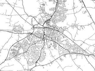 Road map of the city of  Rugby the United Kingdom on a white background.