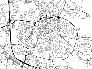 Road map of the city of  Walsall the United Kingdom on a white background.