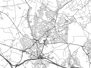 Obraz premium Road map of the city of Cannock the United Kingdom on a white background.