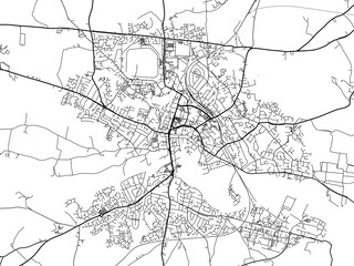 Road map of the city of  Hereford the United Kingdom on a white background.