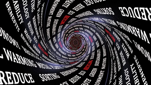 RECYCLING Keywords on the Tunnel Walls, Animation, Background, Loop
