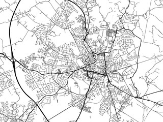 Road map of the city of  Wakefield the United Kingdom on a white background.