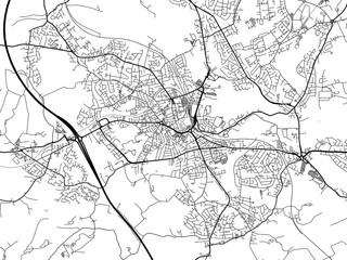 Road map of the city of  Barnsley the United Kingdom on a white background.