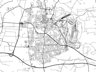 Fototapeta na wymiar Road map of the city of Scunthorpe the United Kingdom on a white background.