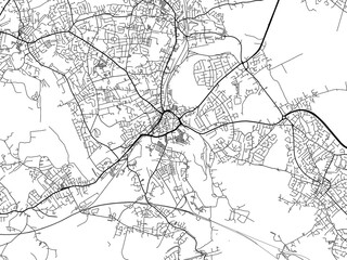 Road map of the city of  Dewsbury the United Kingdom on a white background.