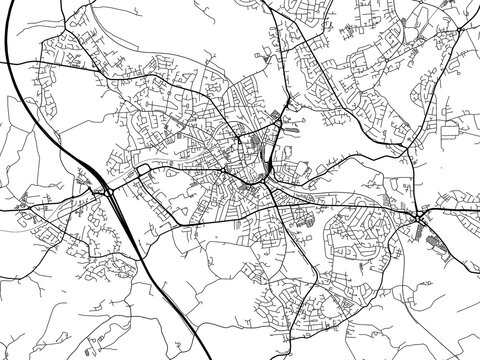 Road map of the city of  Barnsley the United Kingdom on a white background.
