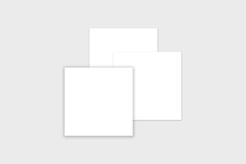 Three square sheets of paper templates for print, advertising, social networks, presentations. There is no color. Images with place for text.