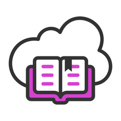 elearning cloud filled outline colored icon