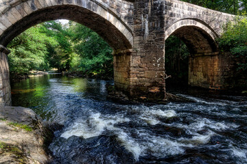 Fototapeta na wymiar Bridge over East Dart River at Dartfordleigh, Dartmoor, Devon, England