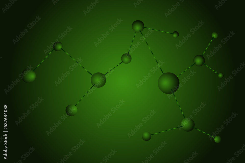 Poster vector of abstract green mocule background circle connection of green mocular circle. illustration c