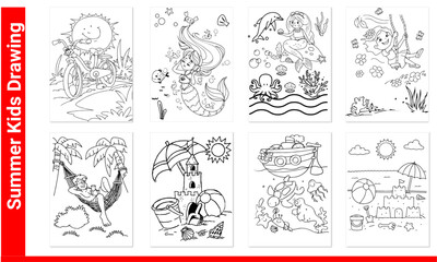 Summer Kids Drawing Book 