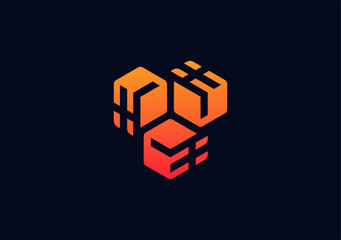 Colorfull Blockchain Cube vector symbol