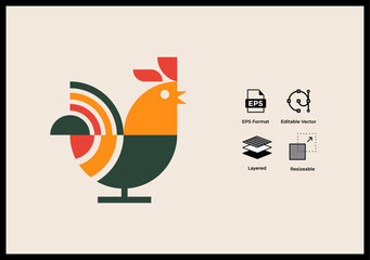 Geometric rooster logo vector symbol