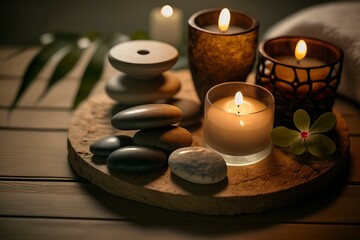 Beauty and health centers are equipped with spa accessories.AI technology generated image