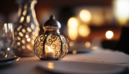 lamp on a table with the light shining