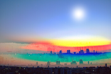 Obraz premium sunset over city