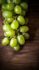 Green Grapes on a Wooden Table