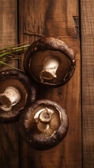 Portobello Mushrooms  on a Wooden Table