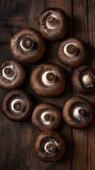 Fototapeta premium Portobello Mushrooms on a Wooden Table