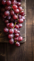 Red Grapes on a Wooden Table
